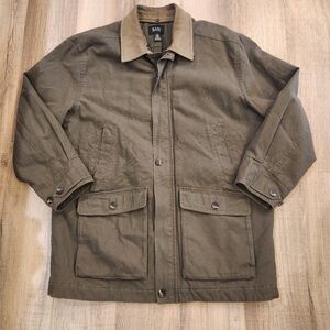 G.H. Bass & Co Men's Barn Coat Jacket XL Canvas Nubuck Collar Brown Outdoor